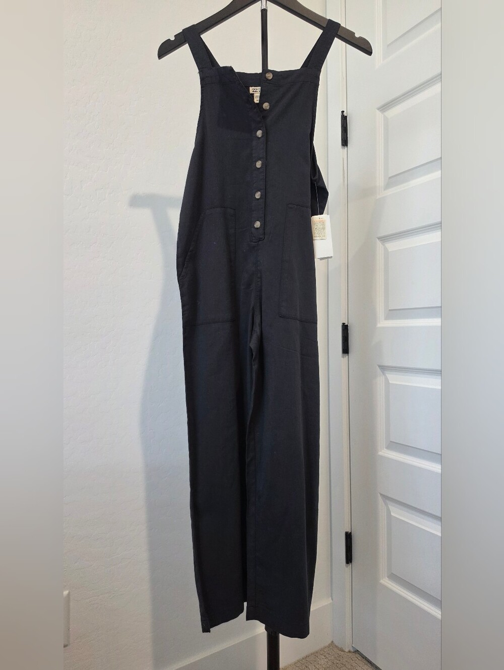 Billabong Pacific Time Black Overalls Jumpsuit Girls's Size Large 12/14 NWT